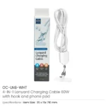 4 in 1 Lanyard Charging Cable 60W, 120cm Long with ID Hook & Phone Pad - Image 3