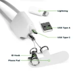 4 in 1 Lanyard Charging Cable 60W, 120cm Long with ID Hook & Phone Pad - Image 4