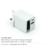 80W GaN Fast Charger Adaptor with Retractable Built-in Type-C Cable - Image 4