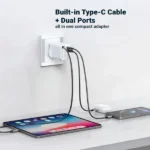 80W GaN Fast Charger Adaptor with Retractable Built-in Type-C Cable - Image 2