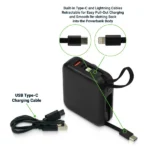 Fast Charging Digital Powerbank 38.5Wh, Built-in Type-C, 10K mAh - Image 5