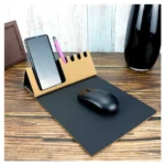 Foldable Cork+PU Mousepad with Mobile & Pen Holder - Image 5