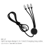 3-in-1 Multi-Charging long cable 105cm with Light Up Logo - Image 2
