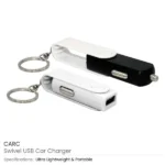 Swivel USB Car Charger with Key Ring attachment - Image 2