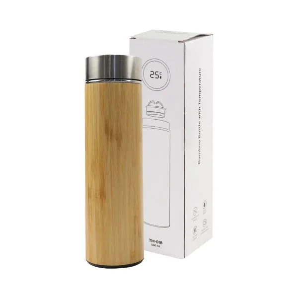 Bamboo-Flask-TM-018-600x600.jpg Bamboo Flask with Temperature Display - Image 1