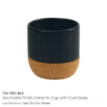 Ceramic Cup with Cork Base 6 oz Matte Finish - Image 3