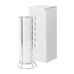 Ceramic Coffee Cups Set 4Pcs in Silver Metal Rack - Image 6