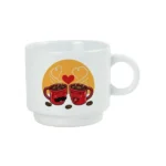 Ceramic Coffee Cups Set 4Pcs in Silver Metal Rack - Image 5