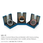 Glass Medals with Metal Frame, 3cm White Ribbon with Box - Image 4