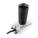 Double Wall SS Tumblers with Transparent Lid & Metal Straw – 500ml - Image 5