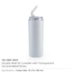 Double Wall SS Tumblers with Transparent Lid & Metal Straw – 500ml - Image 8