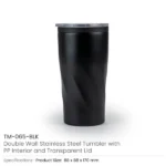 Double Wall SS Tumblers with PP Interior and Transparent Lid 580ml - Image 2