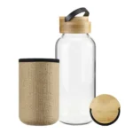 Glass Bottles with Bamboo Lid and Eco Sleeve, 1 liter - Image 5