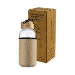 Glass Bottles with Bamboo Lid and Eco Sleeve, 1 liter