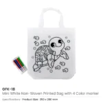Mini Non-woven Bags 100GSM, 4Color Markers & Imprinted Turtle Outline
