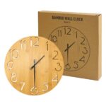Round Bamboo Wall Clock, 28 cm Dia, Type Analog - Image 5