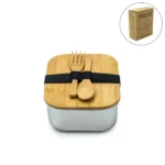 Stainless Steel Lunch Box with Bamboo Lid & Strap