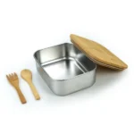 Stainless Steel Lunch Box with Bamboo Lid & Strap - Image 9