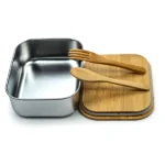 Stainless Steel Lunch Box with Bamboo Lid & Strap - Image 4