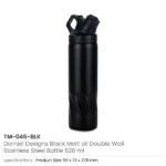 Stainless Steel Water Bottles in Black Matte, Double Wall, 620ml - Image 2