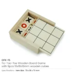 Tic-Tac-Toe Wooden Board Game with Slide Storage Box & 9 Wooden Cubes - Image 3