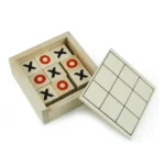 Tic-Tac-Toe Wooden Board Game with Slide Storage Box & 9 Wooden Cubes - Image 5