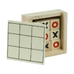 Tic-Tac-Toe Wooden Board Game with Slide Storage Box & 9 Wooden Cubes - Image 6
