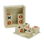 Tic-Tac-Toe Wooden Board Game with Slide Storage Box & 9 Wooden Cubes - Image 7