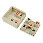 Tic-Tac-Toe Wooden Board Game with Slide Storage Box & 9 Wooden Cubes - Image 8