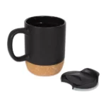 Ceramic Mugs with Lid and Cork Base 385 ml - Image 2
