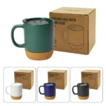Ceramic Mugs with Lid and Cork Base 385 ml - Image 9