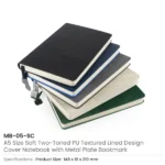 Soft PU Cover Notebooks in A5 Size with Metal Plate Bookmark - Image 9