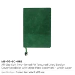 Soft PU Cover Notebooks in A5 Size with Metal Plate Bookmark - Image 8