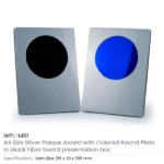 A4 Aluminum Award Plaques with Round Colored Plate and Stand - Image 5