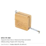 Bamboo Retractable Measuring Tape Keychains - Image 2