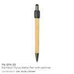 Bamboo and Metal Stylus Pens with Top Spinner (Blue Ink) - Image 2