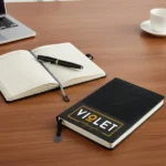 Soft PU Cover Notebooks in A5 Size with Metal Plate Bookmark - Image 3