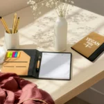 Cork Cover Folder B5 Size with Notepad, Pen and Sticky Notes - Image 3