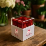 Forever Natural Flowers Gift Box White, Clear Acrylic Lid, 4Pcs Long Life Roses - Image 4