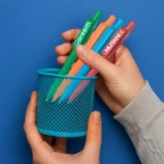 Maxema Kind rPET Pens, Matte Solid Color, Push Button Clip, Blue Ink - Image 2