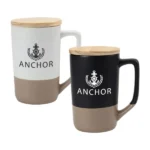 Two-toned Ceramic Mugs with Clay Bottom, Bamboo Lid - Image 2
