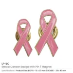 Breast Cancer Awareness Badges with Pin / Gold Magnet - Image 2