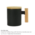 Ceramic Coffee Mugs with Bamboo Handle and Lid 380ml - Image 9