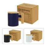 Ceramic Coffee Mugs with Bamboo Handle and Lid 380ml - Image 4