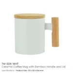 Ceramic Coffee Mugs with Bamboo Handle and Lid 380ml - Image 3