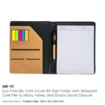 Cork Cover Folder B5 Size with Notepad, Pen and Sticky Notes - Image 2