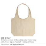 Cotton Hobo Bags with Front Pocket, 340 GSM (10 oz) - Image 7