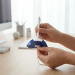 Counter Pen with Base Holder and Secured Chain – Blue Ink - Image 2