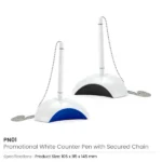 Counter Pen with Base Holder and Secured Chain – Blue Ink - Image 6