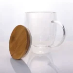 Double Wall Clear Glass Mug with Bamboo Lid - Image 2